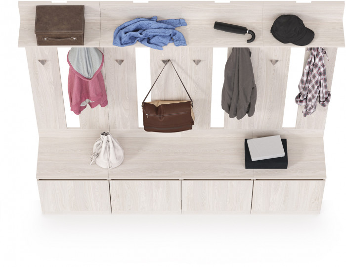 КР100 Ника прихожая № 03, цвет ясень анкор светлый, ШхГхВ 215,2х38,1х207,9 см., универсальная сборка