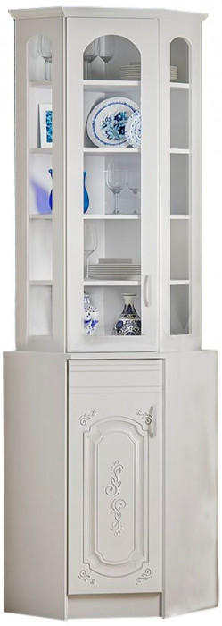 Буфет Лиза 2 угловой, белый/белый глянец (Белый глянец)