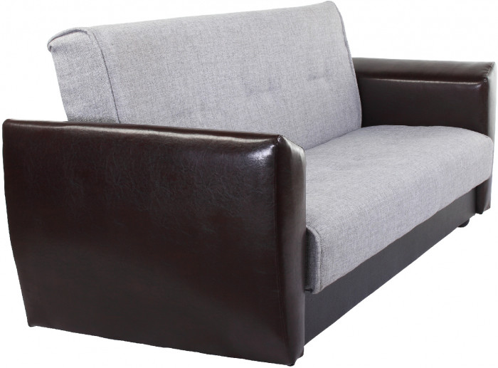 Диван-кровать Амстердам, 120х190, книжка, рогожка/экокожа, серый