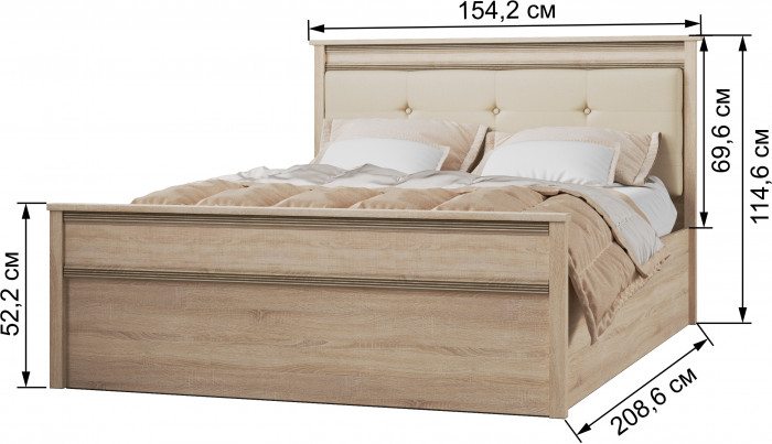 Ливорно Кровать ЛКР-1 (1,4) с ортопедом, Дуб сонома