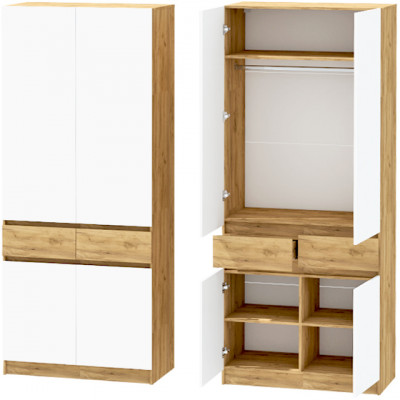 Иннэс-10 Шкаф 2-х створчатый, Дуб Крафт Золотой\Белый глянец