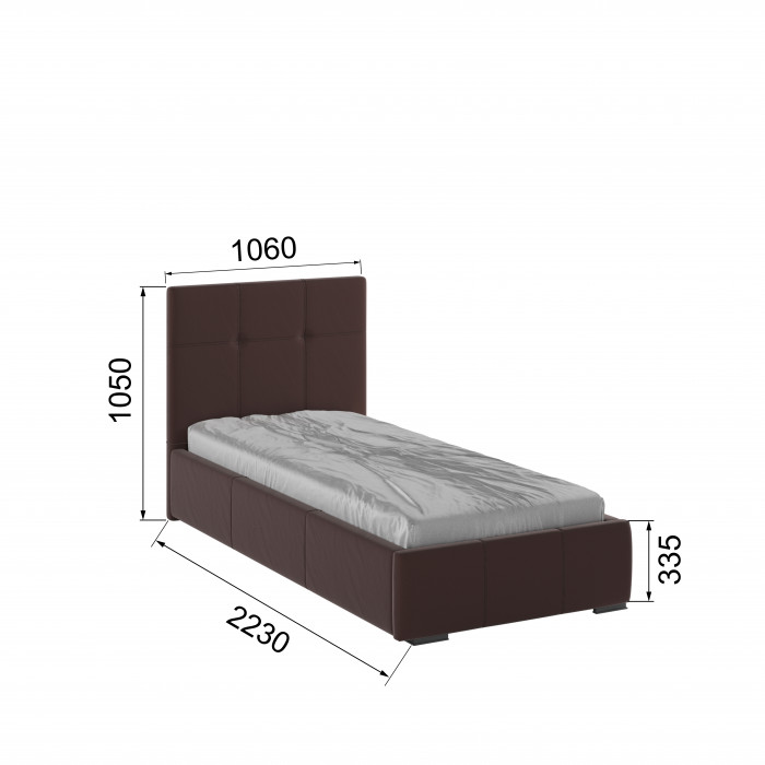 Рио Кровать интерьерная 900 коричневый квадрат, ортопед