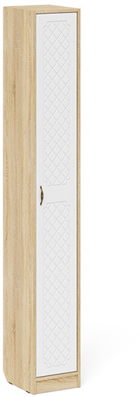 Прихожая П-6-350 Пенал, цвет дуб сонома/фасады МДФ белое дерево фрезеровка ромб, ШхГхВ 30х35х210 см., универсальная сборка