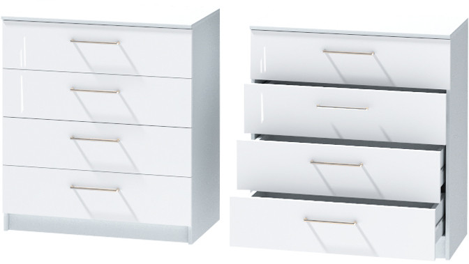 Комод №1 "Иннэс-7", Белый/Белый глянец