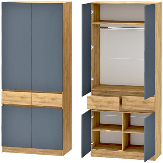 Иннэс-10 Шкаф 2-х створчатый, Дуб Крафт Золотой\Графит