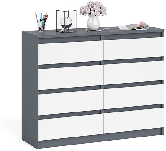 Мори Комод МК1200.8, цвет графит/белый, ШхГхВ 120,4х41х94 см.