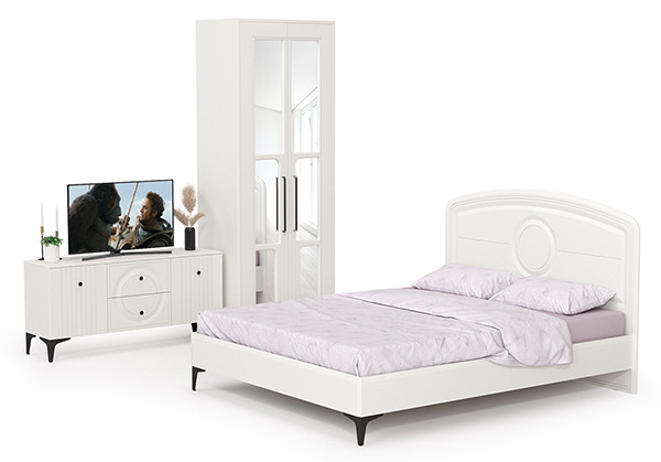 Валенсия Спальня № 41, цвет ЛДСП белый шагрень/МДФ белый шагрень, ортопед есть, сп. м. 1600х2000 мм., б/м