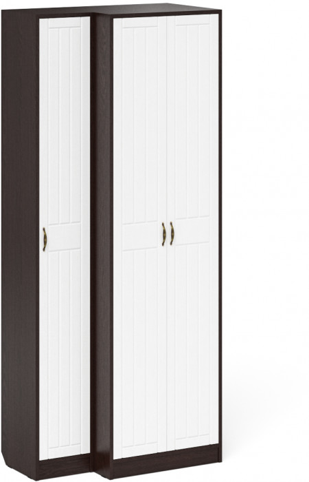 Прихожая П-6 Шкаф + Пенал, цвет венге/фасады МДФ белое дерево фрезеровка прованс, ШхГхВ 90х50х210 см., универсальная сборка