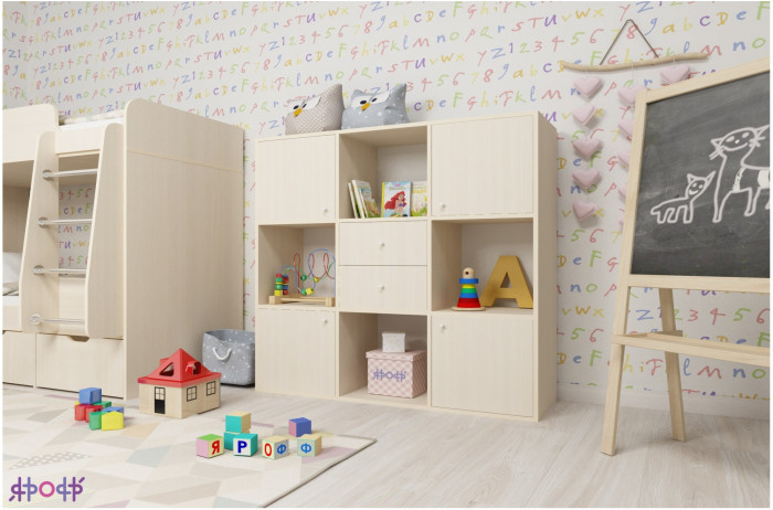 Стеллаж Джери (Дуб молочный/Дуб молочный)