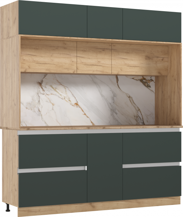 Модульная кухня Карина ЛДСП, Дуб крафт золотой/Изумрудный