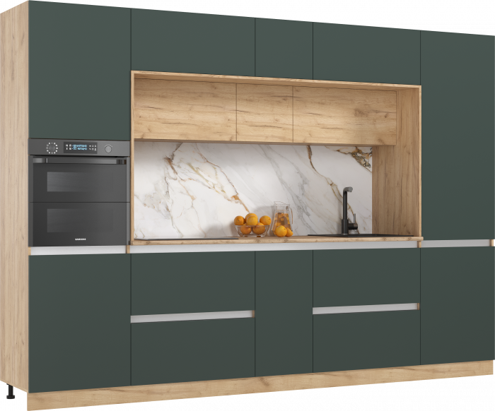 Модульная кухня Карина ЛДСП, Дуб крафт золотой/Изумрудный