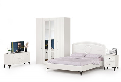 Валенсия Спальня № 43, цвет ЛДСП белый шагрень/МДФ белый шагрень, ортопед есть, сп. м. 1600х2000 мм., б/м