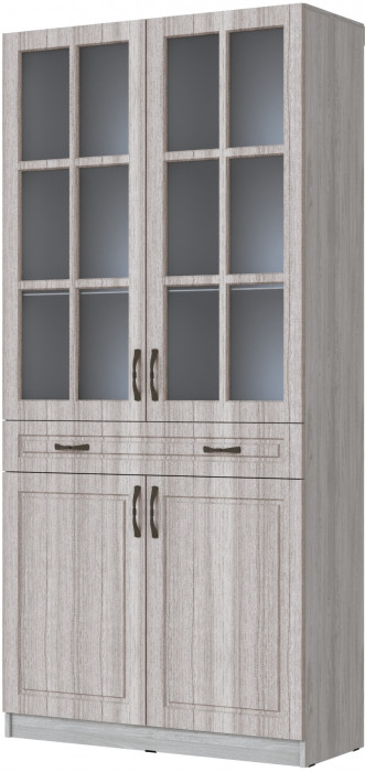 Шкаф-витрина Апполия, Ясень анкор светлый/Сандал белый