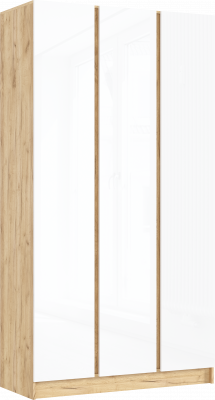 Келвин Шкаф 3-х створчатый (1200) (Белый Глянец, Дуб Крафт)