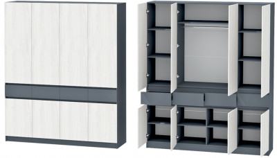 Иннэс-10 Шкаф 4-х створчатый, Графит\Ясень Анкор Св.