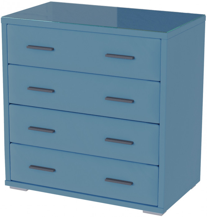 Интерьерный комод со стеклом светло-голубой