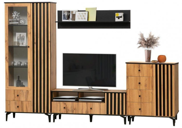 Тумба под ТВ Либерти 51.06 (опора h150) Дуб вотан/Черный