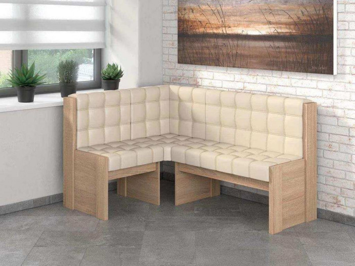 Угловая скамья Квадро дуб сонома/Крем