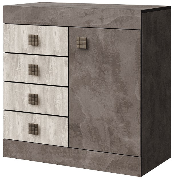 Комод 1 дверь/4 ящика "Лондон" - Оникс/Бетон пайн светлый