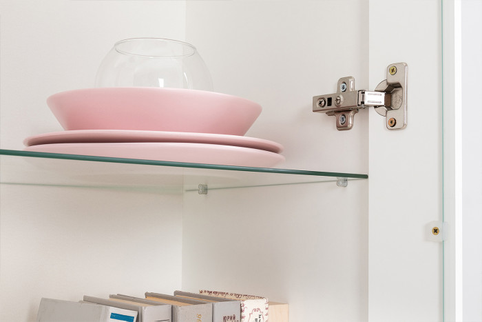 Валенсия Гостиная № 071, цвет ЛДСП белый шагрень/МДФ белый шагрень, ШхГхВ 327,2х38,3х225,2 см., ниша для ТВ 133х38х117 см., универсальная сборка