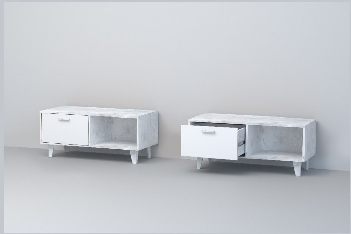 Эго Тумба Т-4 НГ (Глянец Белый/Бетон Светлый)