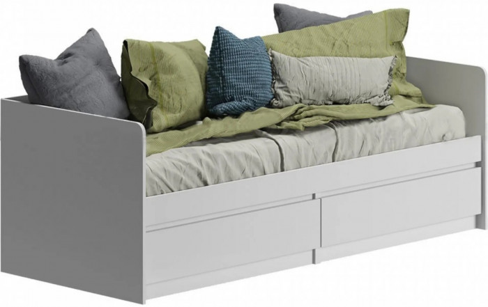 Челси Кровать 80 (Белый глянец, Белый)