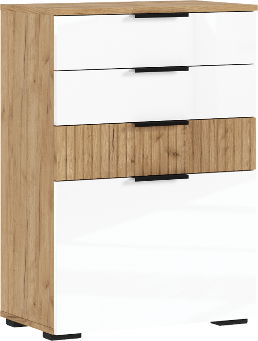 Комод 600 (Белый глянец, Дуб Крафт Золотой)