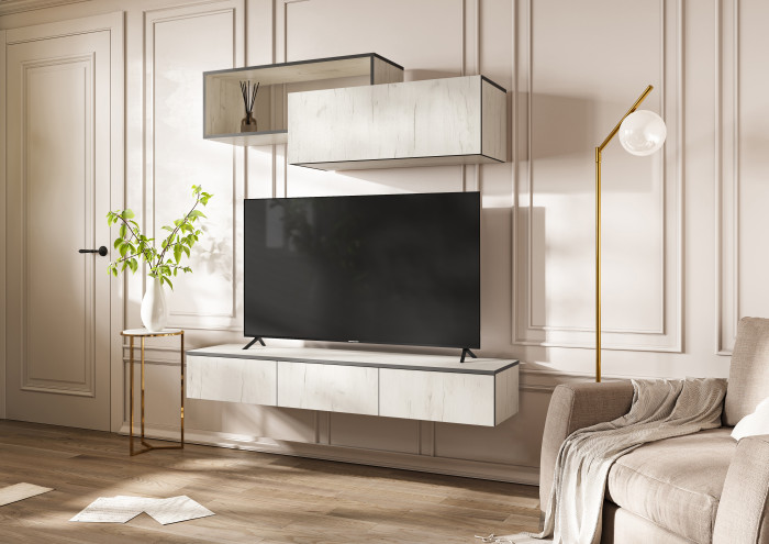 Норд Модульная Гостиная, вариант №2, Дуб крафт белый/Дуб крафт белый