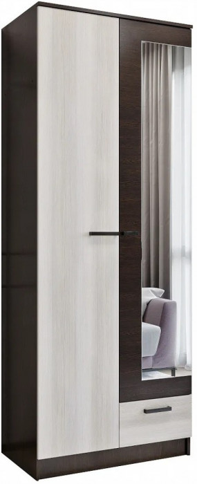 Адель Шкаф 0,8 платяной, Ясень шимо темный/светлый
