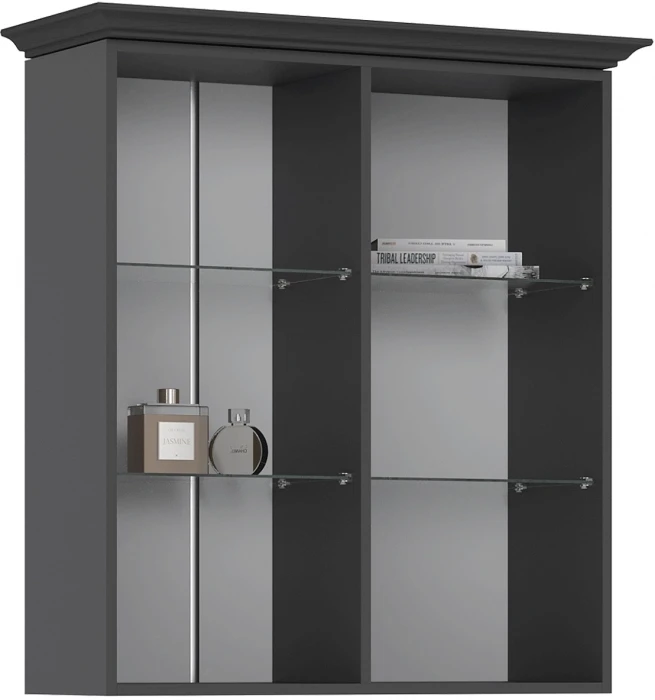 Престиж-1 Шкаф навесной двудверный со стеклом графит/графит структурный
