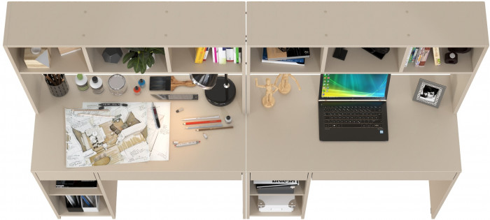 Стол компьютерный Комфорт 12.77F + Стол компьютерный Комфорт 12.77F, цвет сатин, ШхГхВ 200х49,8х147 см., универсальная сборка