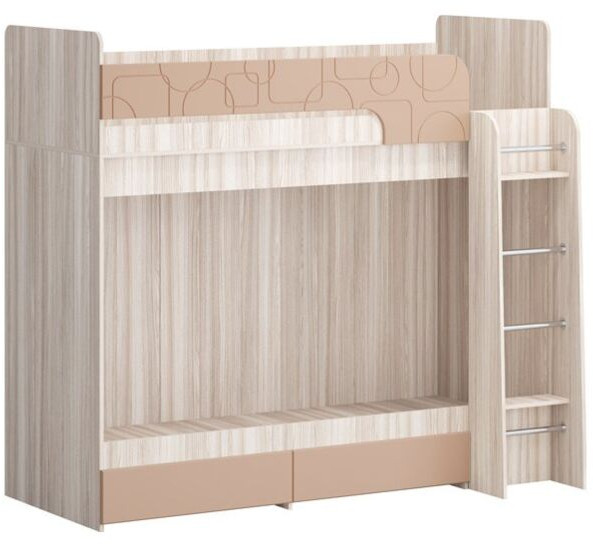 Двухъярусная кровать Бемби МДФ NEW, ясень (Роза, Ясень шимо светлый)