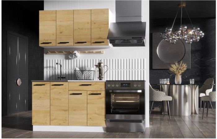 Кухня ЛДСП Хозяюшка 1200, Вотан/Белый глянец