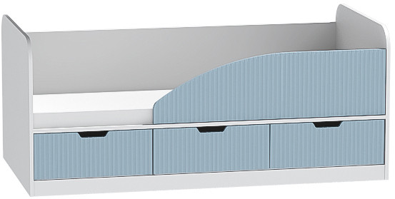 Детская кровать Бриз-3 МДФ, Правая Белый/Антакртида (Полосы)
