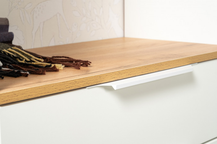 Октава Прихожая 19, цвет белый шагрень/дуб крафт золотой/фасады МДФ белый шагрень, ШхГхВ 129,3х35,4х197,6 см., универсальная сборка