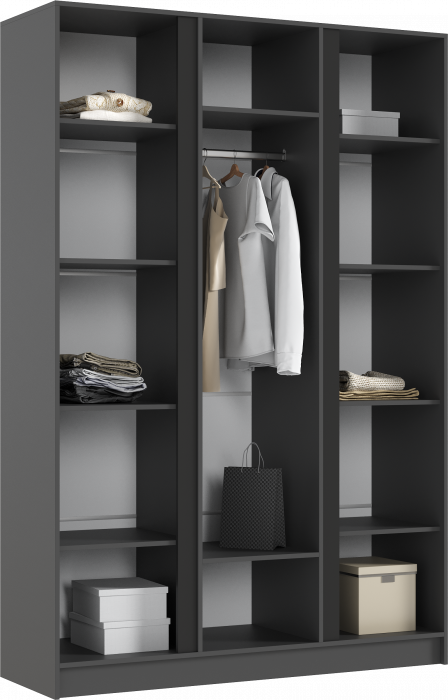 Келвин Шкаф 3-х створчатый 1500, Графит/Изумрудный