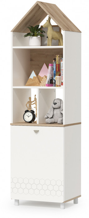 Эйп 13.14 Стеллаж + 13.322 Комод + 13.14 Стеллаж, цвет белый/дуб белый, ШхГхВ 191х41,5х183,8 см., универсальная сборка