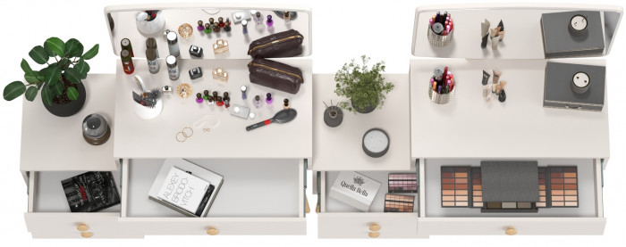 Афина Спальня Трюмо х 2, цвет кашемир серый, ШхГхВ 2х105х38,6х129 см., универсальная сборка