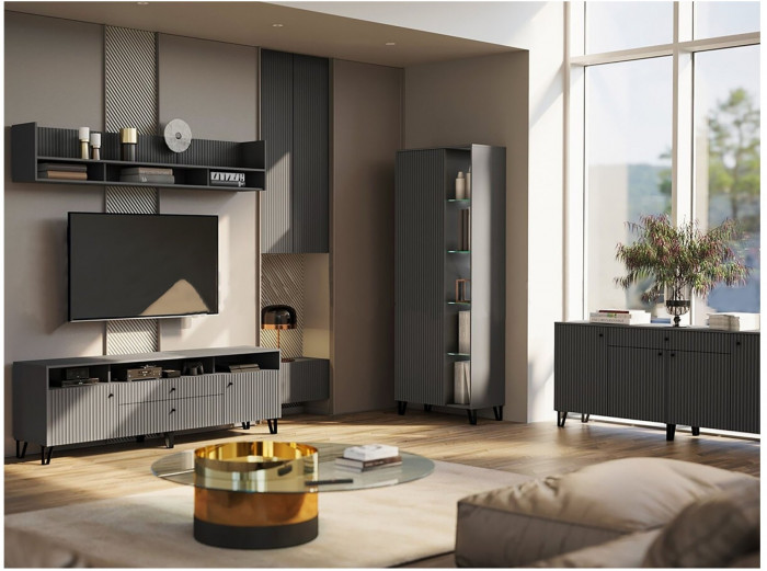 Модульная гостиная Оливия, композиция 3 (Графит, Графит Софт)