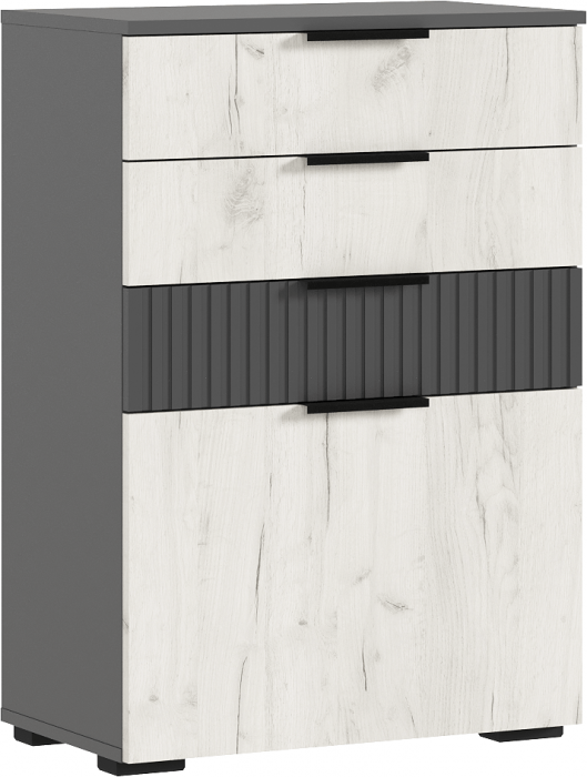 Комод 600 (Крафт белый, Графит)