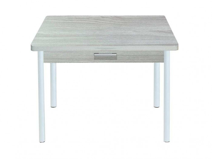 Симпл стол обеденный раскладной с ящиком / Ясень светлый/белый