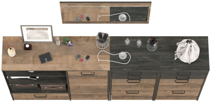 Трувор Прихожая 145, цвет дуб гранж песочный/интра, ШхГхВ 209х37х195 см., универсальная сборка