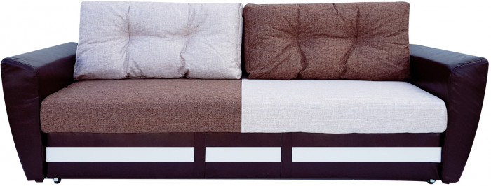 Диван-еврокнижка Амстердам, 150х195, пружинный блок, рогожка/экокожа, комби