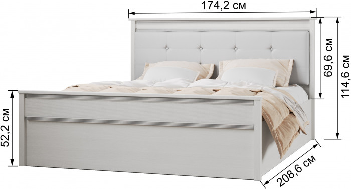 Ливорно Кровать ЛКР-1 (1,6) с ортопедом, Ясень анкор светлый