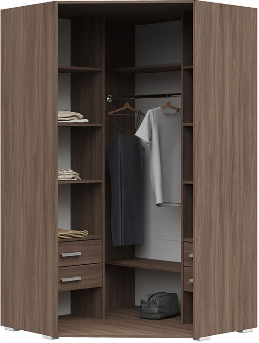 Вегас Шкаф угловой 2-х створчатый 1135*2000*1135 шимо темн/кофе с молоком