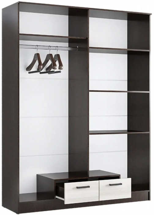 Адель Шкаф 1,6 + полки, Ясень шимо темный/светлый