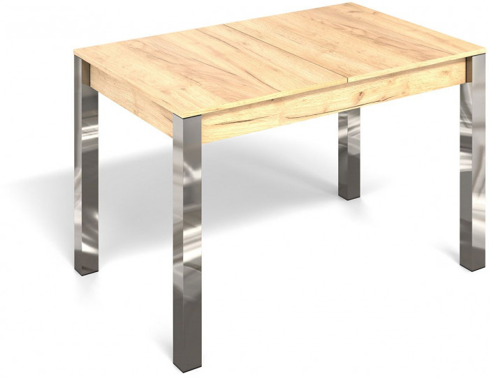 Стол раздвижной с вставкой Милан-3 Дуб Крафт золотой / Хром