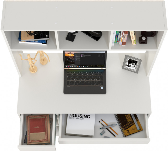 Стол компьютерный Комфорт 12.77F, цвет белый шагрень, ШхГхВ 100х49,8х147 см., универсальная сборка