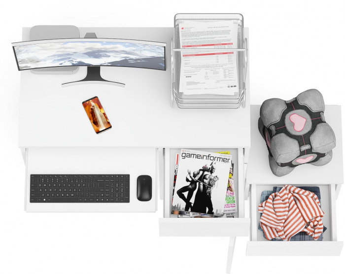 Мори Стол компьютерный МС-1 правый + Тумба ТМП400.1, цвет белый, ШхГхВ 130,4х50х76,6 см., выдвижной ящик справа, НЕ универсальная сборка