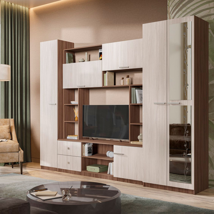 Гостиная Марта-М (Андрей 1)  ЛДСП шимо темный/шимо светлый